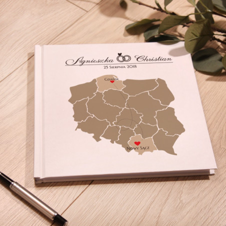 Mapa Polski Ślubny, biały album, księga gości 