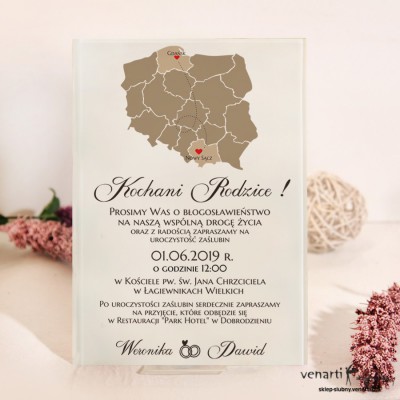 Mapa Polski Szklane zaproszenia dla Rodziców