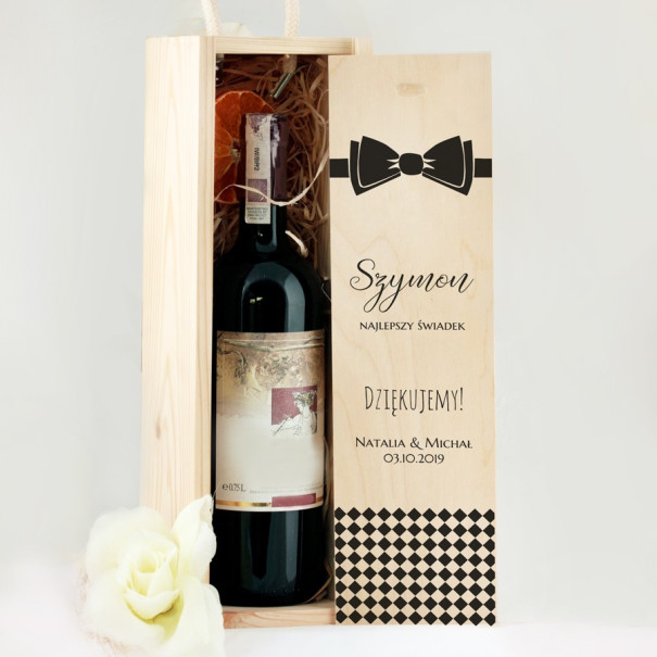 Muszka Skrzynka na wino Podziękowanie dla świadków