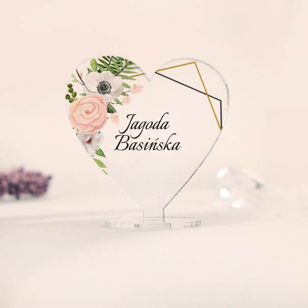 Białe anemone Winietki ślubne z pleksy