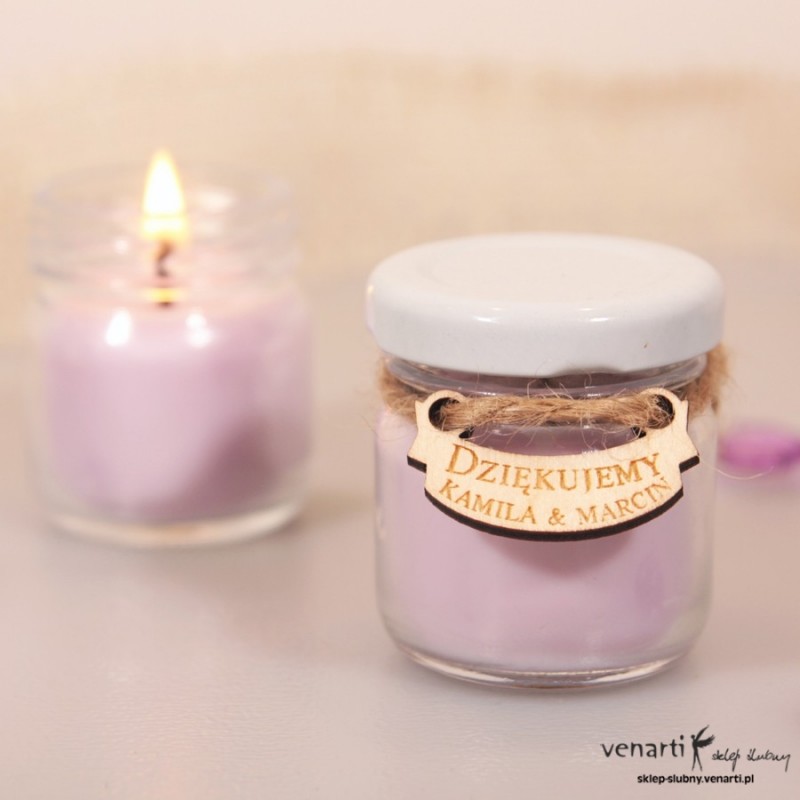 Sojowa świeczka zapachowa w słoiczku w kolorze jasnego fioletu