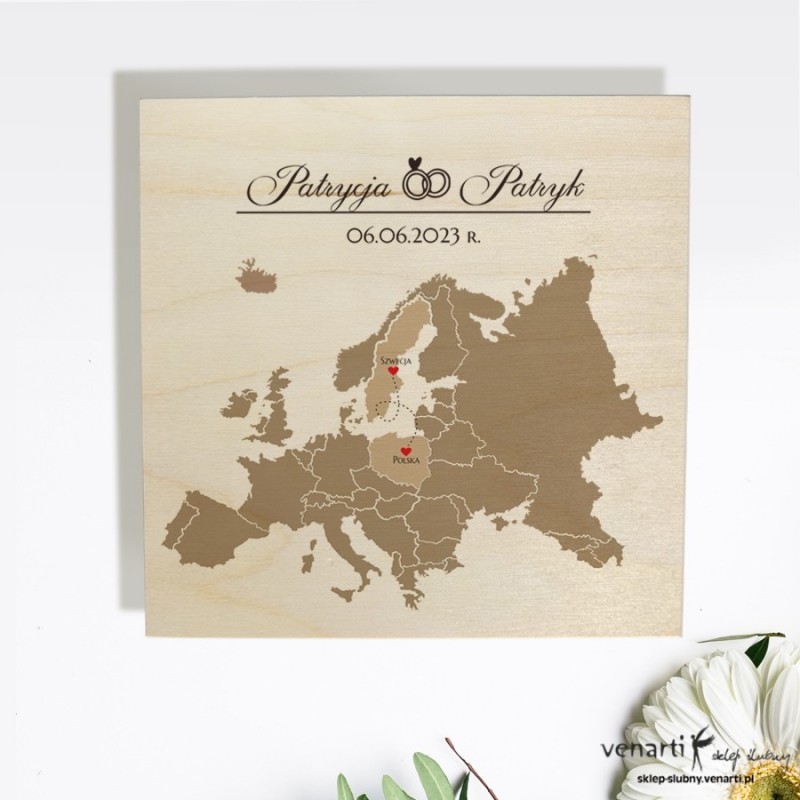 Mapa Europy Prośba o błogosławieństwo w drewnianym pudełku 