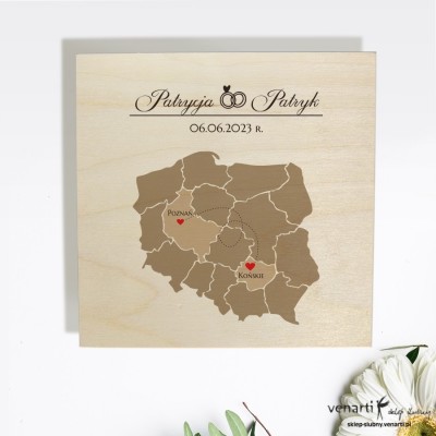 Mapa Polski Prośba o błogosławieństwo w drewnianym pudełku 