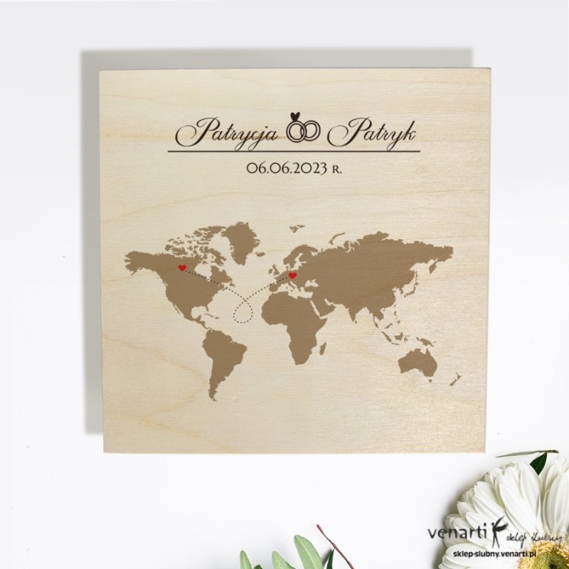 Mapa świata Prośba o błogosławieństwo w drewnianym pudełku 