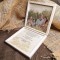 Drewniane pudełko Pamiątka Pierwszej Komunii Świętej ze zdjęciem Złota ramka z kwiatami