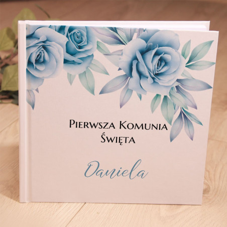 Dusty Blue Księga gości na I Komunię Świętą