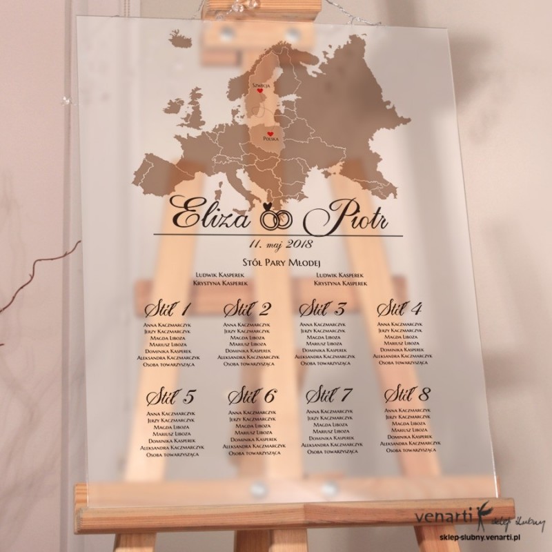Satynowy plan stołu Mapa Europy