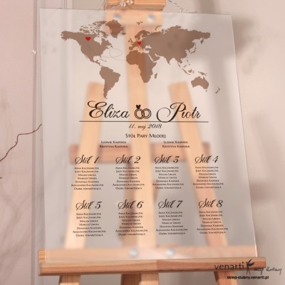 Satynowy plan stołu Mapa świata