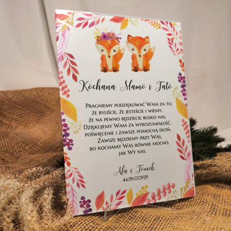 Szklane podziękowania dla Rodziców Lisy
