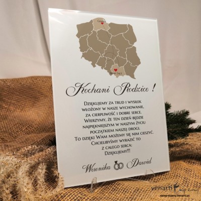 Szklane podziękowania dla Rodziców Mapa Polski