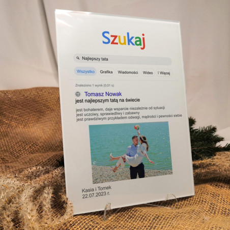 Szklane podziękowania dla Mamy/Taty z motywem wyszukiwarki internetowej