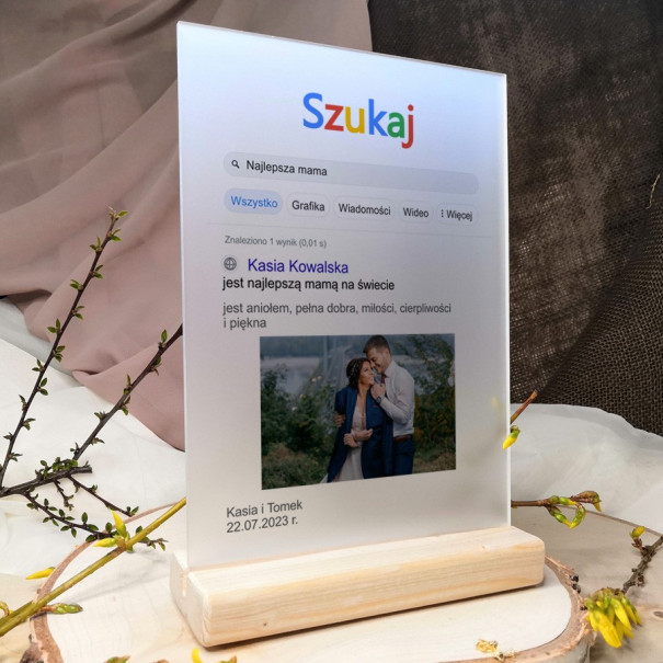 Satynowe podziękowania dla Mamy Taty, motyw wyszukiwarki internetowej