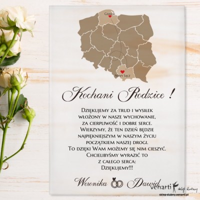 Satynowe podziękowania dla rodziców Mapa Polski