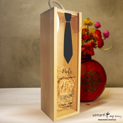 Krawat Skrzynka na wino z transparentnym frontem Podziękowanie dla świadka