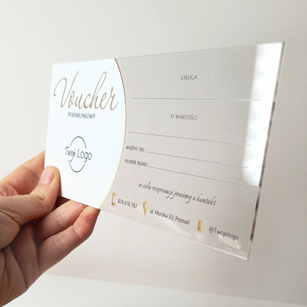 Voucher Podarunkowy Akrylowy DL Przezroczysty - Elegancja i Personalizacja