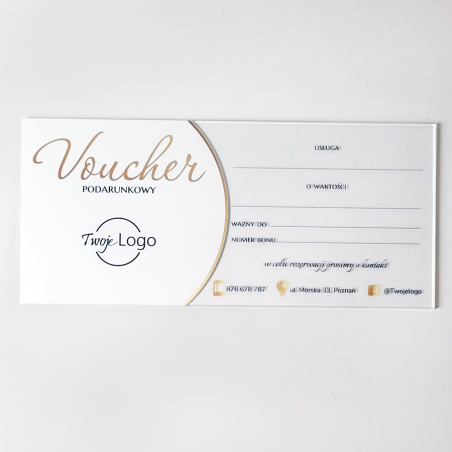 Voucher Podarunkowy Akrylowy DL Przezroczysty - Elegancja i Personalizacja