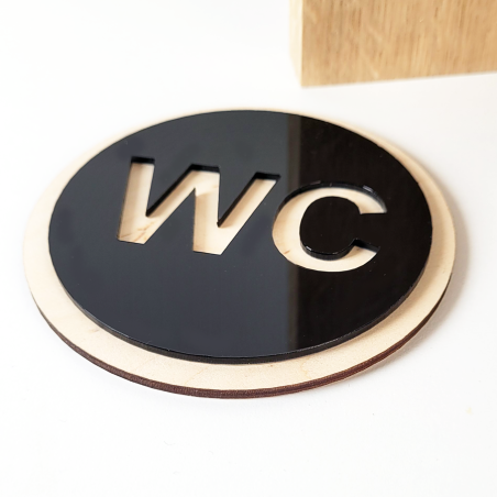 Okrągła Tabliczka WC Toaleta 3D z Plexi i Sklejki – Elegancki i Trwały Design