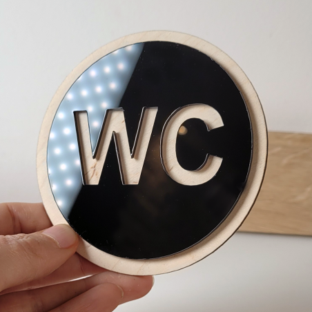 Okrągła Tabliczka WC Toaleta 3D z Plexi i Sklejki – Elegancki i Trwały Design