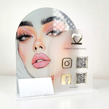 Beauty Satynowa Tabliczka social media QR z miejscem na wizytówki