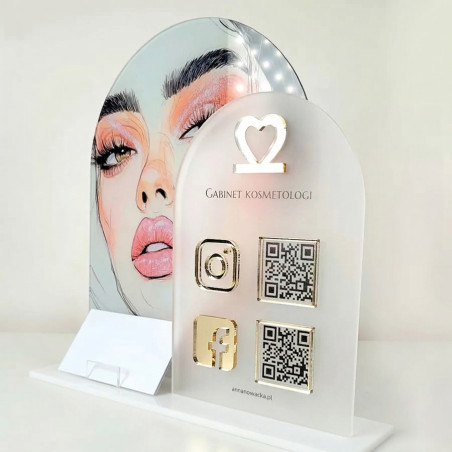 Beauty Satynowa Tabliczka social media QR z miejscem na wizytówki